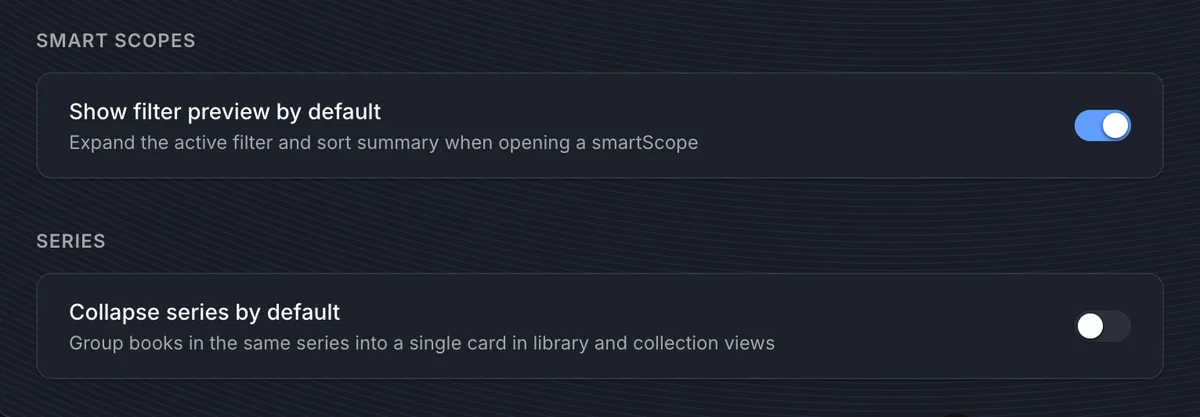 Appearance Smart Scopes and series settings