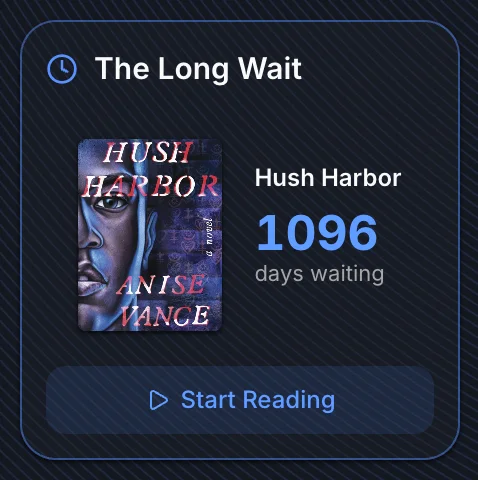 The Long Wait widget showing the oldest unread book with a day count