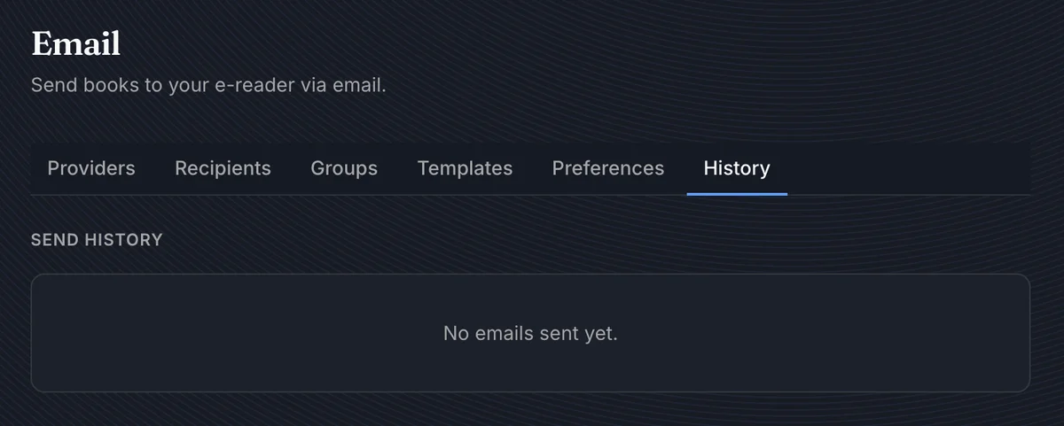 Email History tab showing send history list