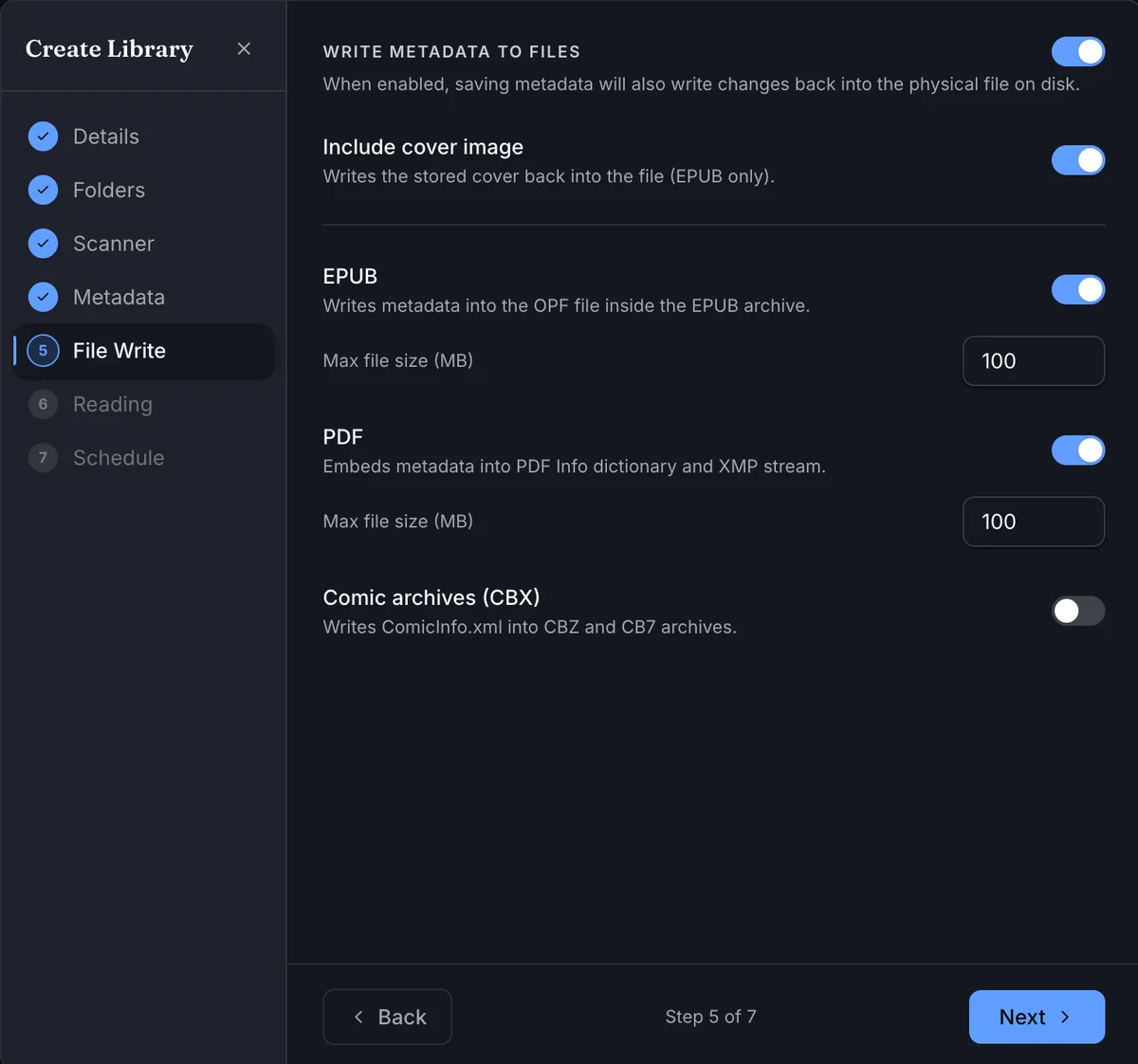 Create Library file write step
