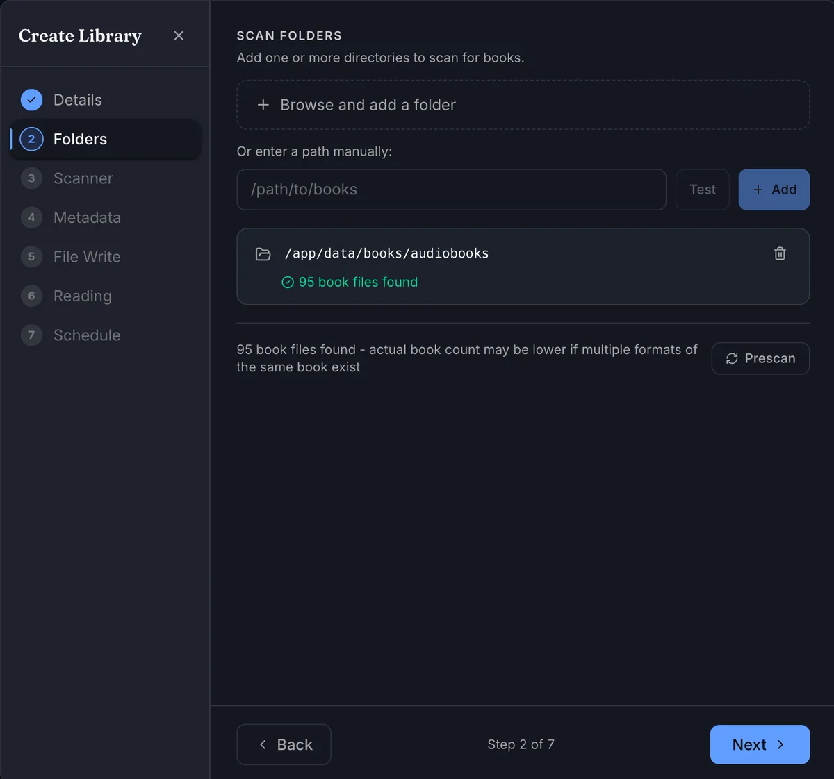 Create Library folders step