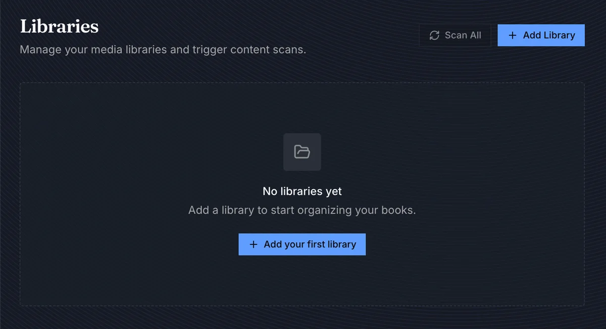 Settings Libraries empty state